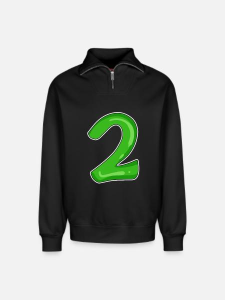 Number 2 green - Relaxed Unisex Organic Half Zip Sweatshirt – by SPREAD - black