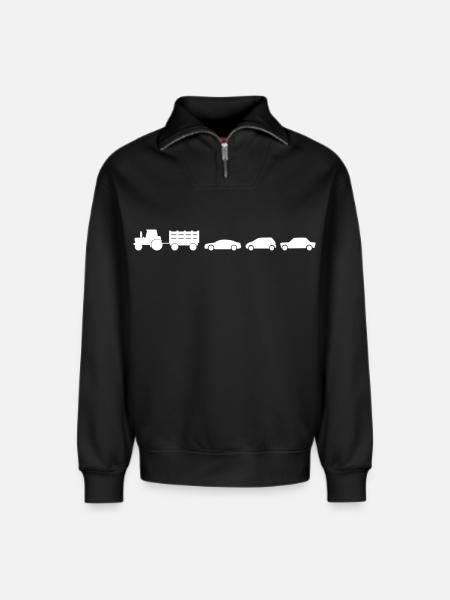Traktor Anhänger Autos - Relaxed Unisex Organic Half Zip Sweatshirt – von SPREAD - Schwarz