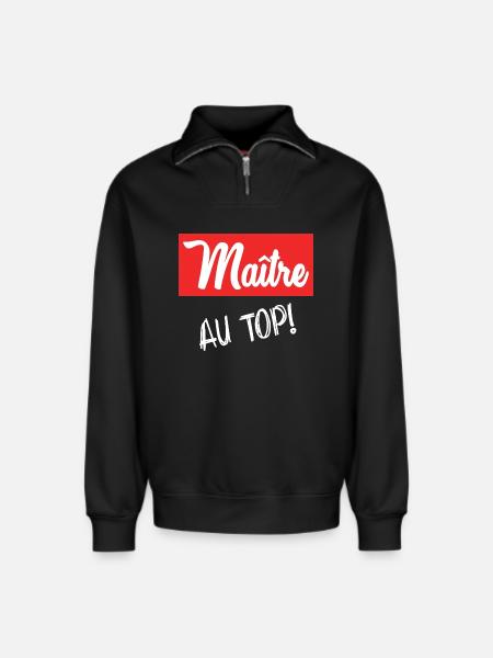 MASTER - Relaxed Unisex Organic Half Zip Sweatshirt – by SPREAD - black