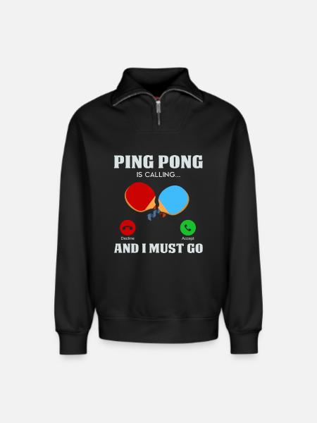 Ping-pong - Sweat unisexe décontracté en coton biologique à demi-zip – de SPREAD - noir
