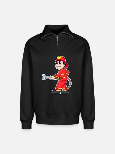 Firefighter - Relaxed Unisex Organic Half Zip Sweatshirt – by SPREAD - black