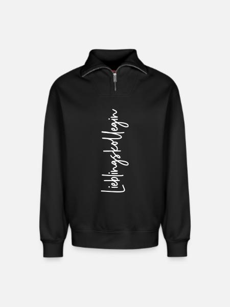 Lieblingskollegin - Relaxed Unisex Organic Half Zip Sweatshirt – von SPREAD - Schwarz