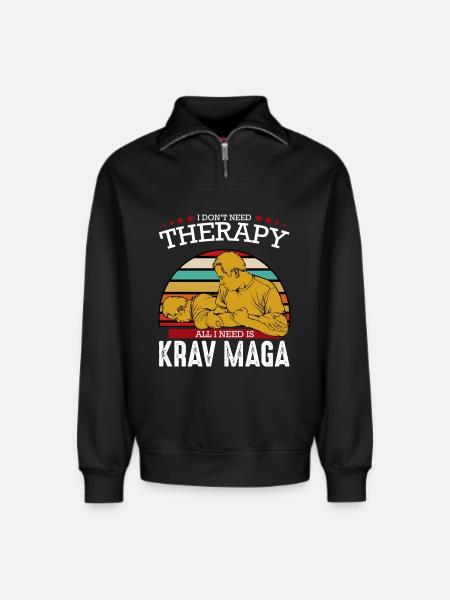 Krav Maga - Sweat unisexe décontracté en coton biologique à demi-zip – de SPREAD - noir