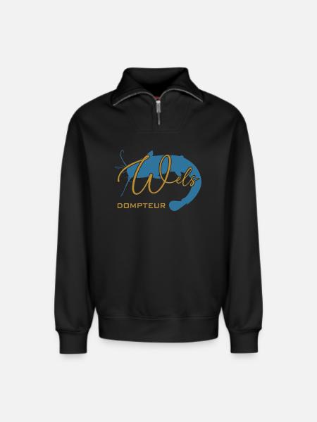 Welsdompteur Welsflüsterer Welsangler - Relaxed Unisex Organic Half Zip Sweatshirt – von SPREAD - Schwarz