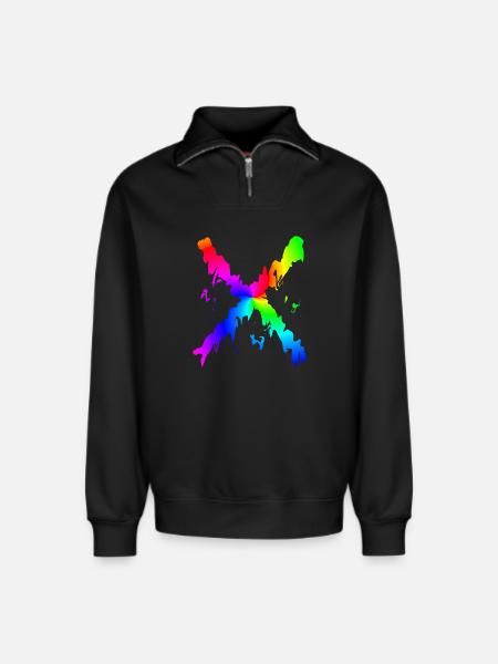 X Desing regenbogen - Relaxed Unisex Organic Half Zip Sweatshirt – von SPREAD - Schwarz
