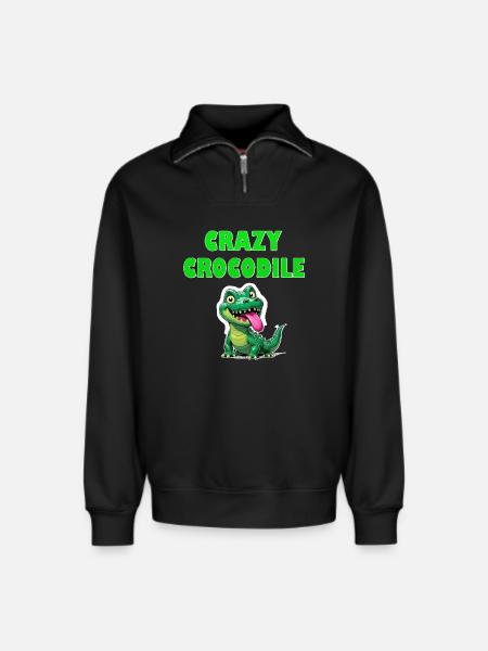 Crazy Crocodile - Relaxed Unisex Organic Half Zip Sweatshirt – by SPREAD - black