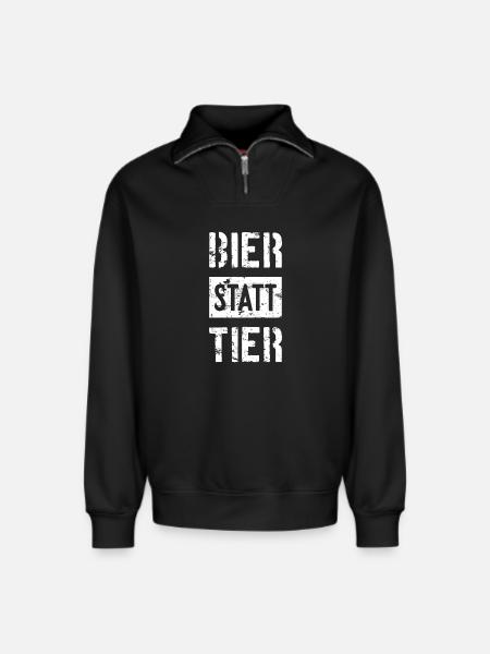 BIER STATT TIER - Relaxed Unisex Organic Half Zip Sweatshirt – von SPREAD - Schwarz