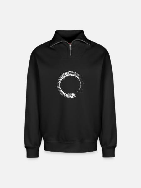 Circle design brush icon white - Relaxed Unisex Organic Half Zip Sweatshirt – by SPREAD - black