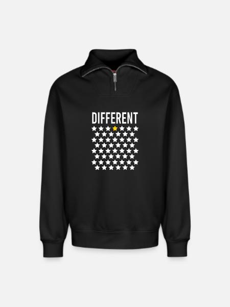 Différent: Étoile dorée au milieu des étoiles - Sweat unisexe décontracté en coton biologique à demi-zip – de SPREAD - noir