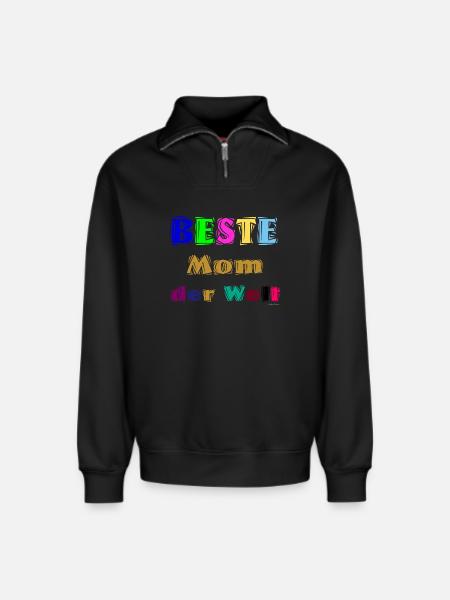 Beste Mutter der Welt - Relaxed Unisex Organic Half Zip Sweatshirt – von SPREAD - Schwarz