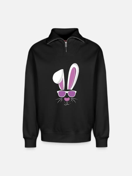 Cool ski and Easter - Relaxed Unisex Organic Half Zip Sweatshirt – by SPREAD - black