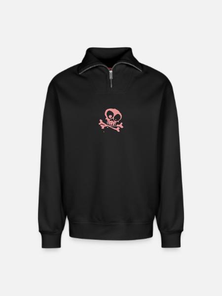 bone - Relaxed Unisex Organic Half Zip Sweatshirt – von SPREAD - Schwarz