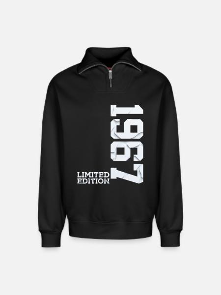 59TH BIRTHDAY LIMITED EDITION 1967 - Relaxed Unisex Organic Half Zip Sweatshirt – by SPREAD - black