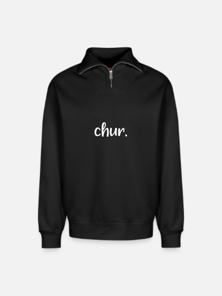 Chur - Relaxed Unisex Organic Half Zip Sweatshirt – by SPREAD - black