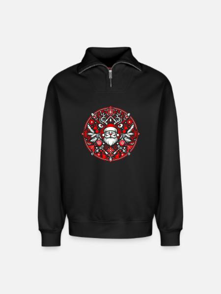 Logo de Noël 2 - Sweat unisexe décontracté en coton biologique à demi-zip – de SPREAD - noir