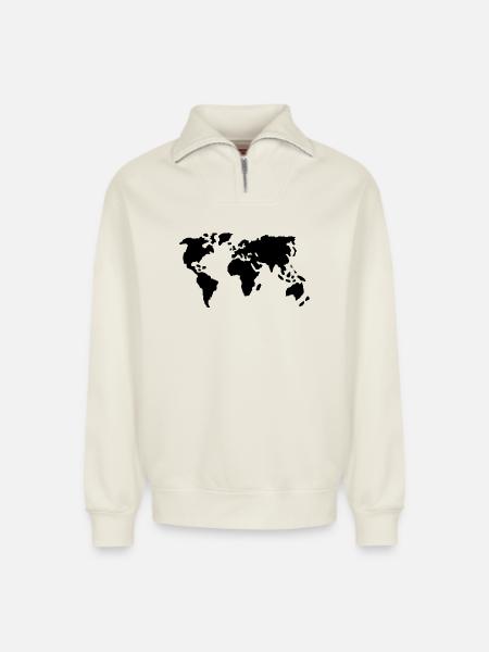 Welt - Relaxed Unisex Organic Half Zip Sweatshirt – von SPREAD - Naturweiß