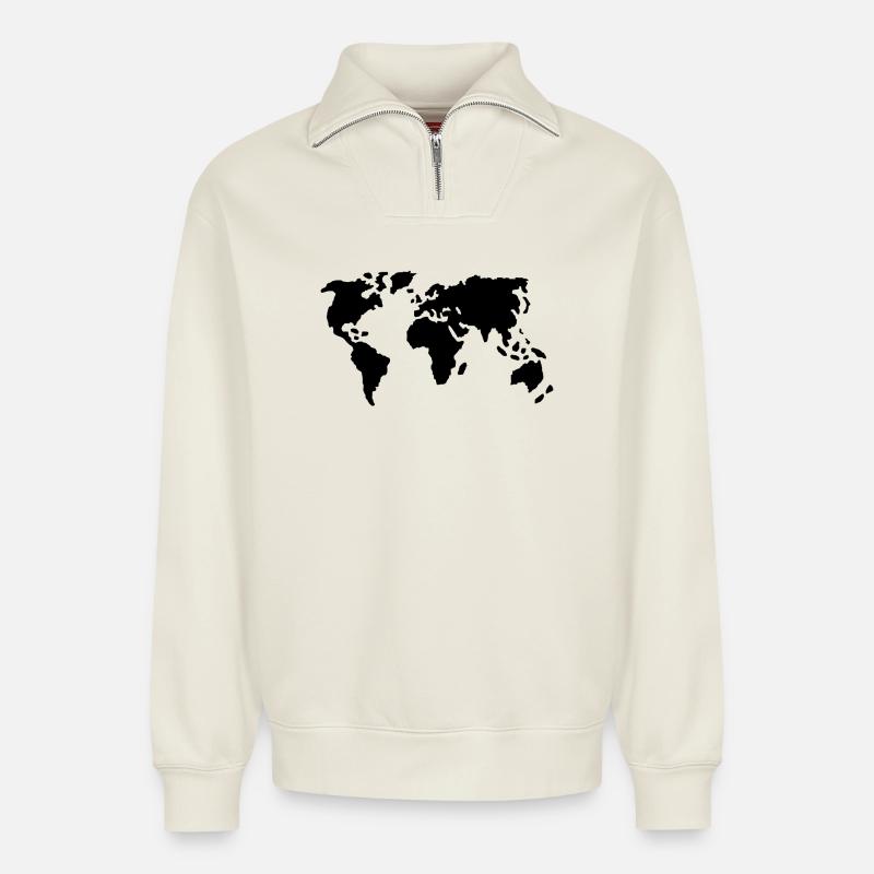 Welt - Relaxed Unisex Organic Half Zip Sweatshirt – von SPREAD - Naturweiß