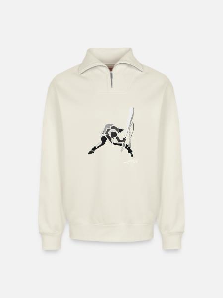 strummer-spread - Sweat unisexe décontracté en coton biologique à demi-zip – de SPREAD - blanc cassé