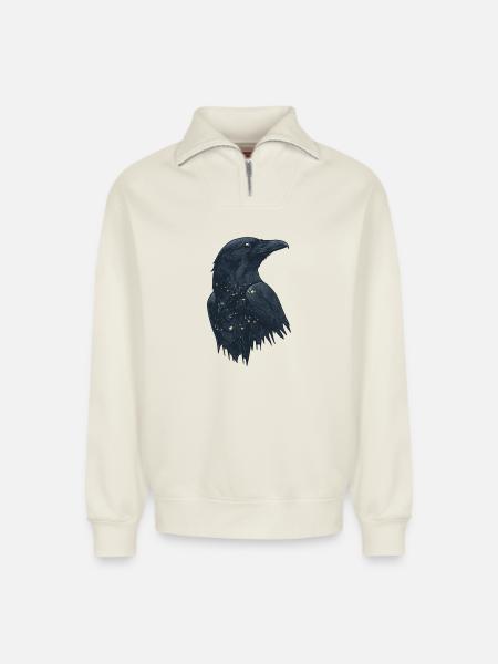 Raven - Relaxed Unisex Organic Half Zip Sweatshirt – by SPREAD - off white