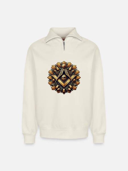 Masonic Logo - Relaxed Unisex Organic Half Zip Sweatshirt – by SPREAD - off white