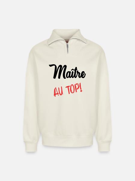 MASTER. MASTER - Relaxed Unisex Organic Half Zip Sweatshirt – by SPREAD - off white