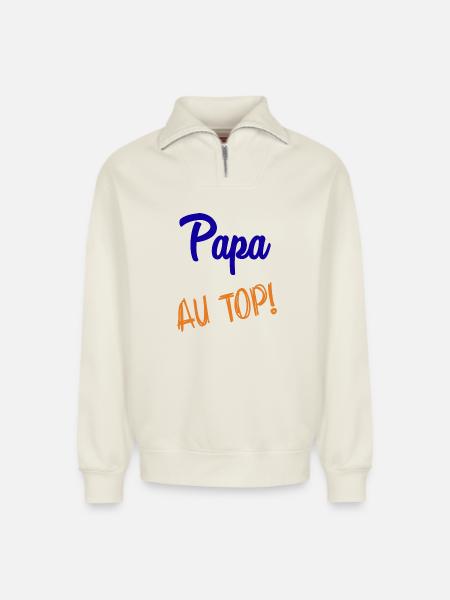 DAD - Relaxed Unisex Organic Half Zip Sweatshirt – by SPREAD - off white