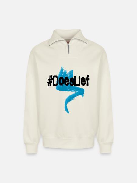 Does lief - express your heart - respect - Relaxed Unisex Organic Half Zip Sweatshirt – by SPREAD - off white
