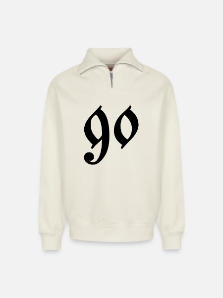 90 - Sweat unisexe décontracté en coton biologique à demi-zip – de SPREAD - blanc cassé