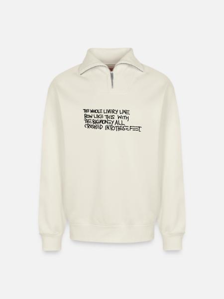 Basquiat - Relaxed Unisex Organic Half Zip Sweatshirt – von SPREAD - Naturweiß