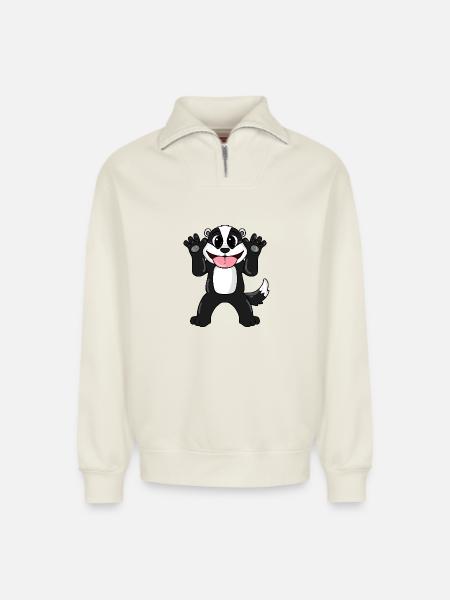 Badger - Relaxed Unisex Organic Half Zip Sweatshirt – by SPREAD - off white