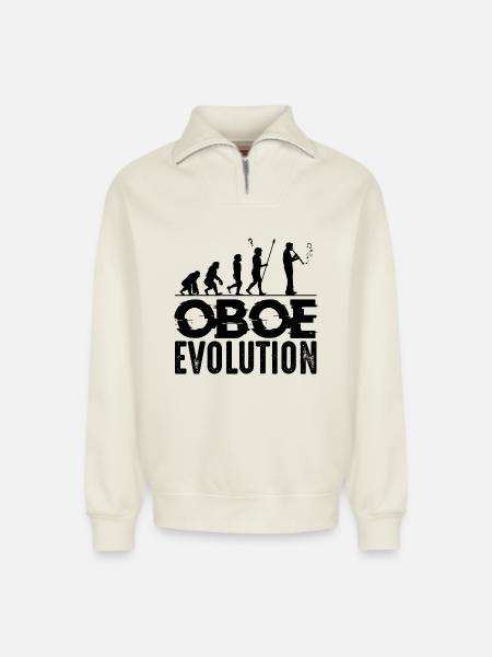 hautbois - Sweat unisexe décontracté en coton biologique à demi-zip – de SPREAD - blanc cassé