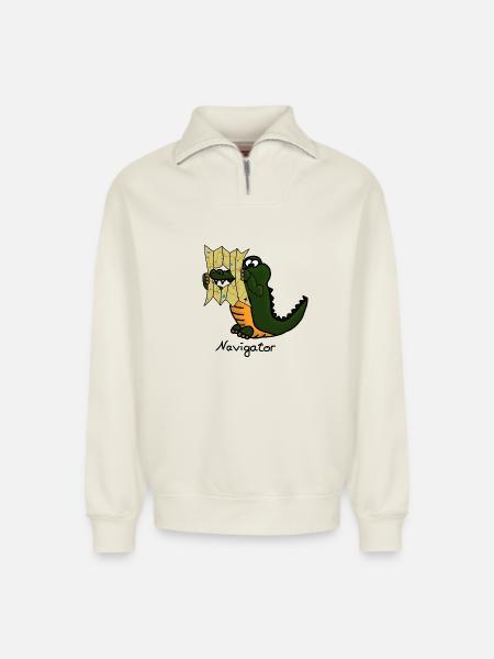 Navigator - Relaxed Unisex Organic Half Zip Sweatshirt – by SPREAD - off white