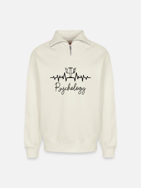 psychologue - Sweat unisexe décontracté en coton biologique à demi-zip – de SPREAD - blanc cassé