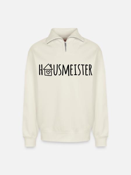 Hausmeister - Relaxed Unisex Organic Half Zip Sweatshirt – von SPREAD - Naturweiß