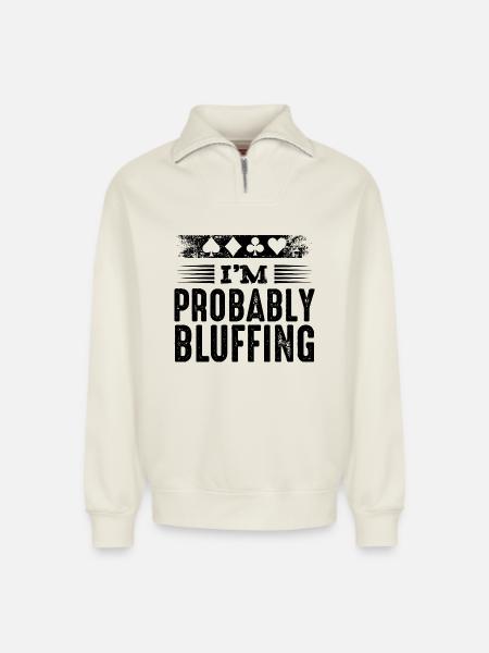 Poker - Relaxed Unisex Organic Half Zip Sweatshirt – by SPREAD - off white