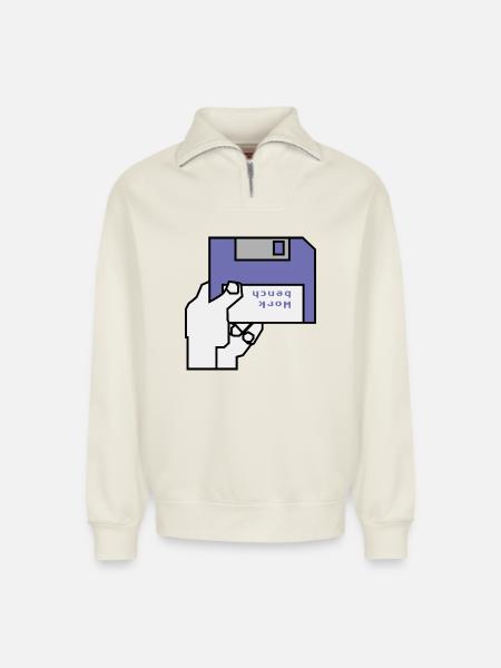Banc de travail - Sweat unisexe décontracté en coton biologique à demi-zip – de SPREAD - blanc cassé