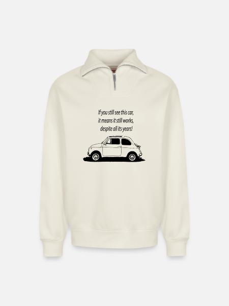 500 Italy - Relaxed Unisex Organic Half Zip Sweatshirt – by SPREAD - off white
