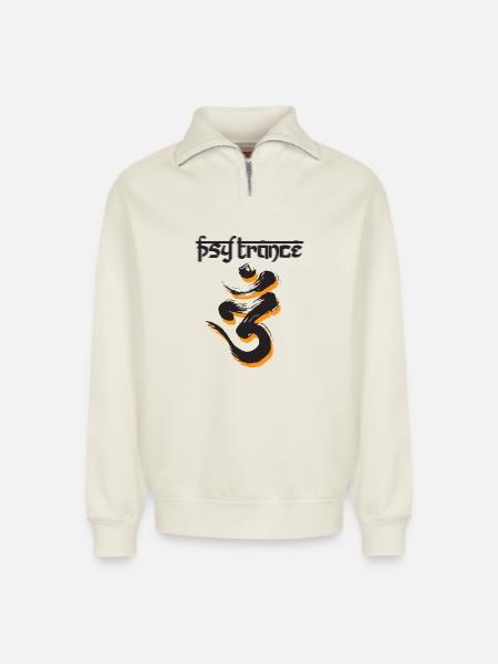 PsyTrance - Sweat unisexe décontracté en coton biologique à demi-zip – de SPREAD - blanc cassé
