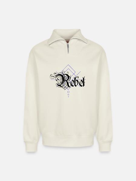 Rebel - Relaxed Unisex Organic Half Zip Sweatshirt – by SPREAD - off white