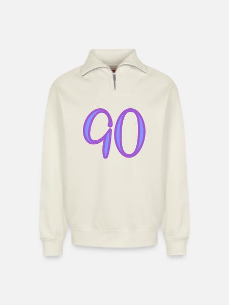 90 - Relaxed Unisex Organic Half Zip Sweatshirt – by SPREAD - off white