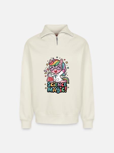 Science Magic! - Relaxed Unisex Organic Half Zip Sweatshirt – by SPREAD - off white