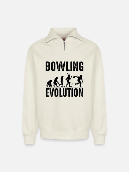 Bowling - Sweat unisexe décontracté en coton biologique à demi-zip – de SPREAD - blanc cassé