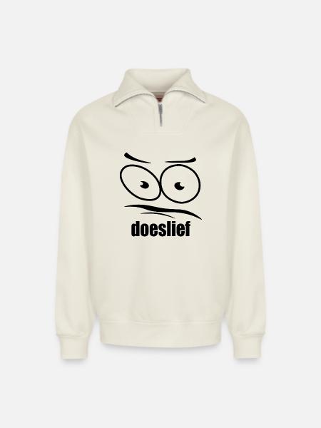doeslief flehende Augen mit Fragezeichen-Blick - Relaxed Unisex Organic Half Zip Sweatshirt – von SPREAD - Naturweiß