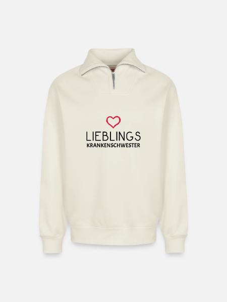 Krankenschwester - Relaxed Unisex Organic Half Zip Sweatshirt – von SPREAD - Naturweiß