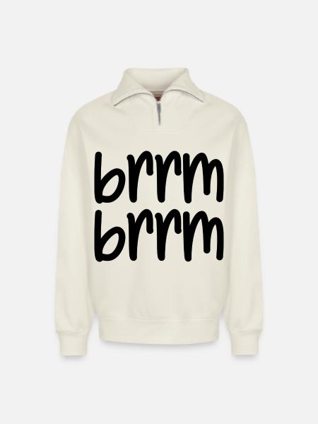 brrm brrm - Sweat unisexe décontracté en coton biologique à demi-zip – de SPREAD - blanc cassé
