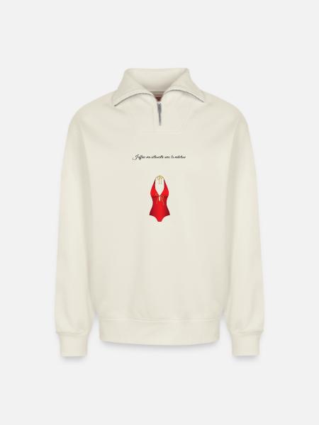 La piscine 1 - Sweat unisexe décontracté en coton biologique à demi-zip – de SPREAD - blanc cassé