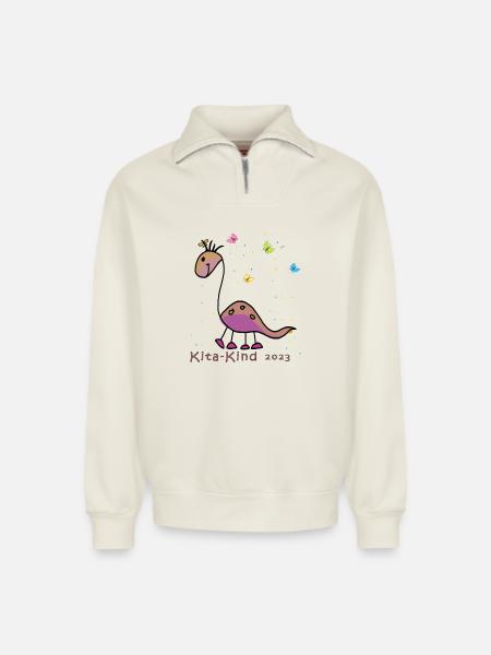Kindergarten 2023 - Relaxed Unisex Organic Half Zip Sweatshirt – by SPREAD - off white
