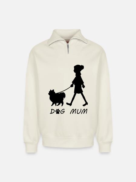 Dog Mum - Relaxed Unisex Organic Half Zip Sweatshirt – by SPREAD - off white
