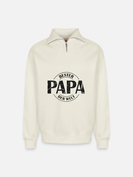 Bester Papa der Welt - Relaxed Unisex Organic Half Zip Sweatshirt – von SPREAD - Naturweiß