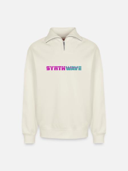 Synthwave - Relaxed Unisex Organic Half Zip Sweatshirt – von SPREAD - Naturweiß